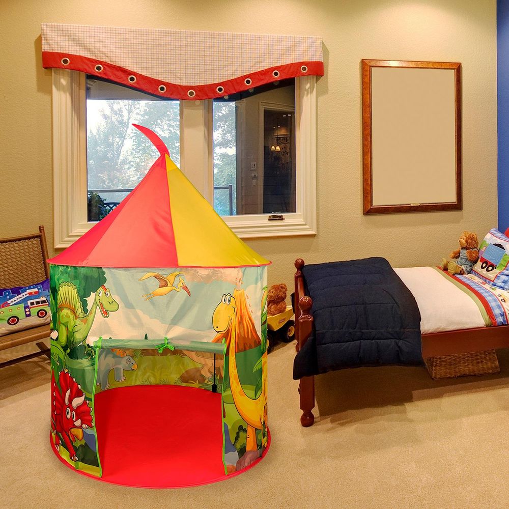 SOKA Dinosaur Play Tent Portable Foldable Red & Yellow Pop Up Garden Playhouse Tent