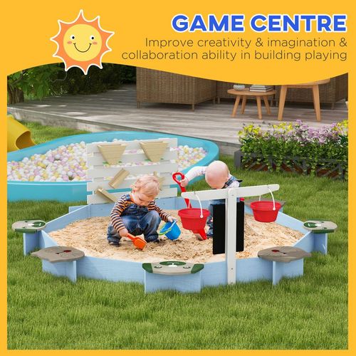 Outsunny Kids Sandbox, Outdoor Playset, for Ages 3-7 Years - Blue