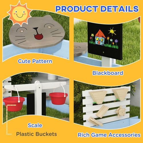Outsunny Kids Sandbox, Outdoor Playset, for Ages 3-7 Years - Blue