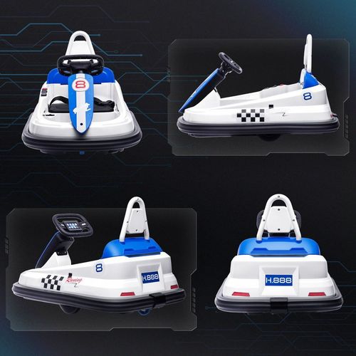 HOMCOM 6V Kids Bumper Car, 360-Degree Rotation Waltzer Car w/ 2 Speeds - White