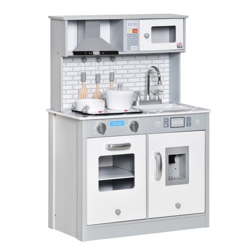 Kids Wooden Toy Kitchen Pretend Play Cooking Playset for 3-6 Years Old