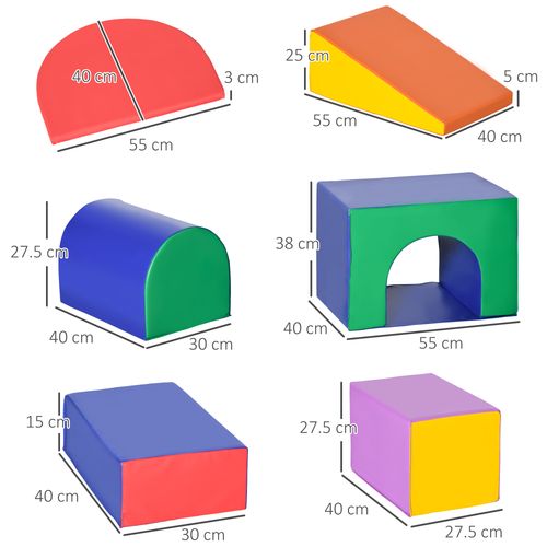 HOMCOM 7 Pieces Kids Foam Soft Play Set Toddler Climbers Play Structures