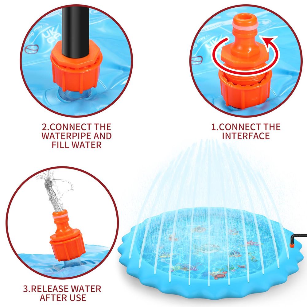 SOKA 168cm Round Inflatable Sprinkler Splash Pad Play Mat Water Summer Toy Kids