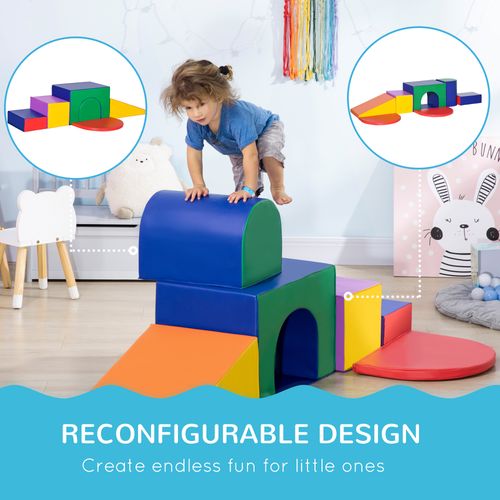 HOMCOM 7 Pieces Kids Foam Soft Play Set Toddler Climbers Play Structures