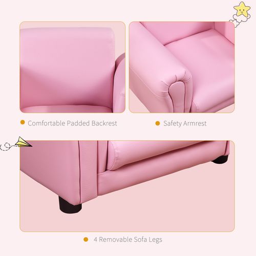 Kids Sofa Children Chair Seat Armchair W/Footstool Playroom Bedroom Pink