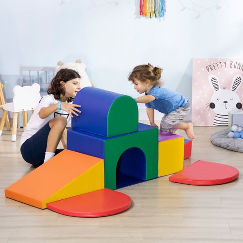 HOMCOM 7 Pieces Kids Foam Soft Play Set Toddler Climbers Play Structures