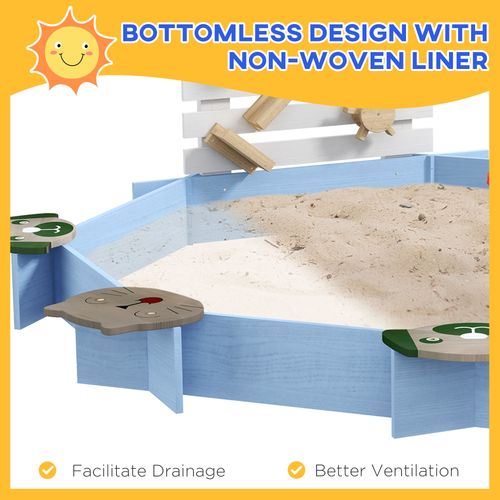 Outsunny Kids Sandbox, Outdoor Playset, for Ages 3-7 Years - Blue