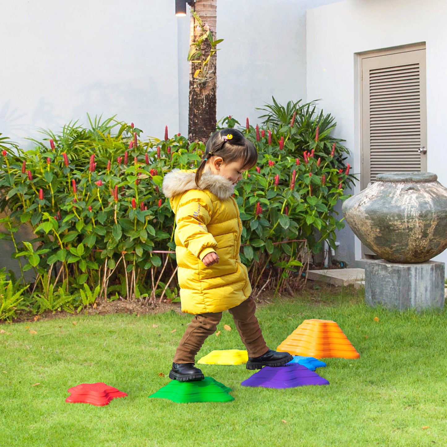 Six-Piece Balance Stepping Stones Stackable Non-slip Obstacle Course Outsunny