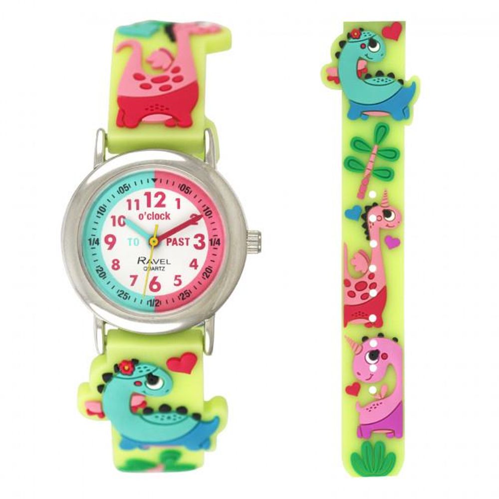 Ravel Children Girls 3D Cartoon Time Teacher Watch Dino R1513.94