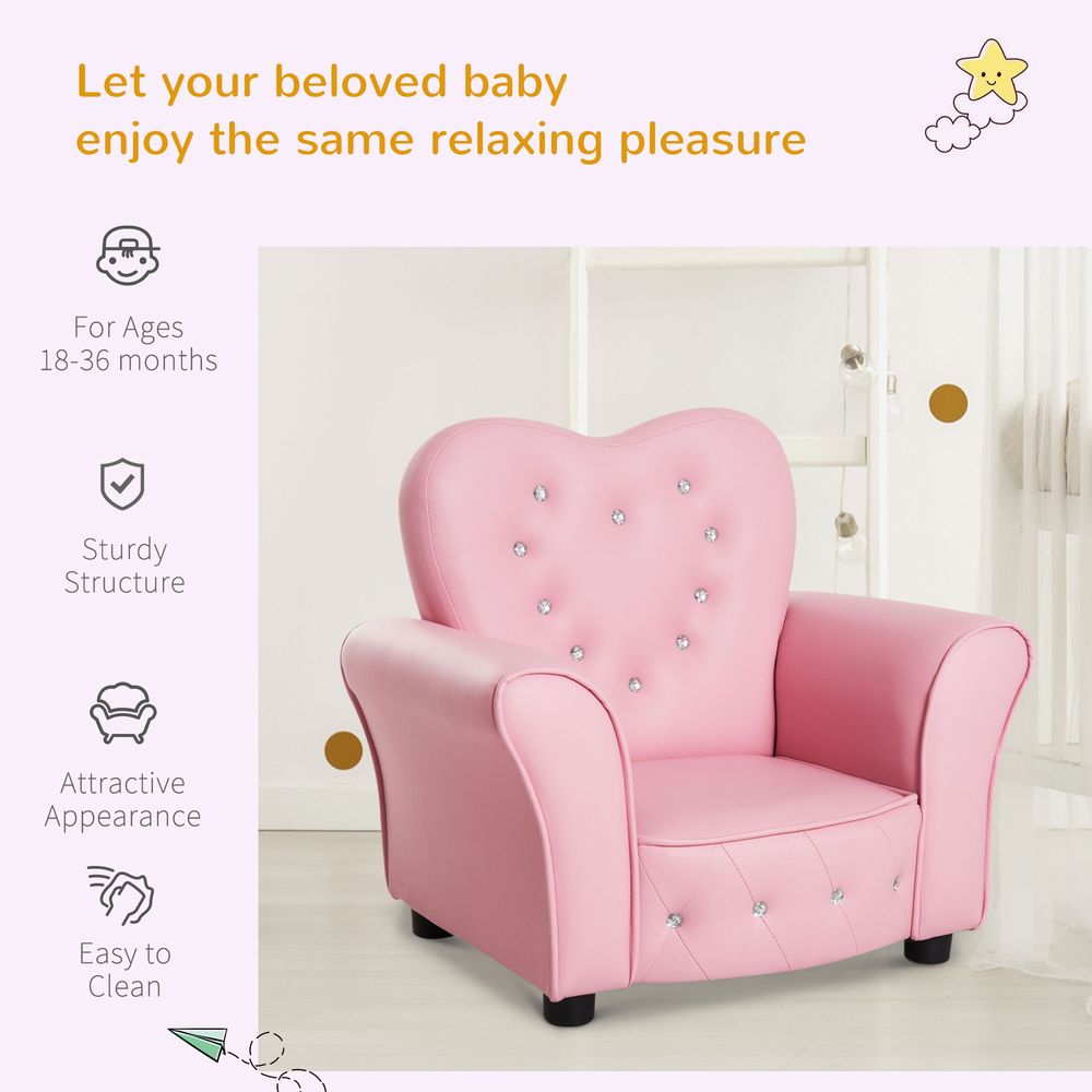 Kids Toddler Sofa Children Armchair Seating Chair Relax Girl Princess Pink