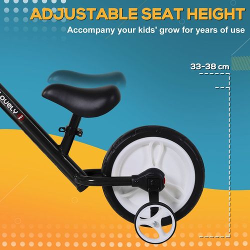 Kids Balance Training Bike Toy w/ Stabilizers For Child 2-5 Years Black